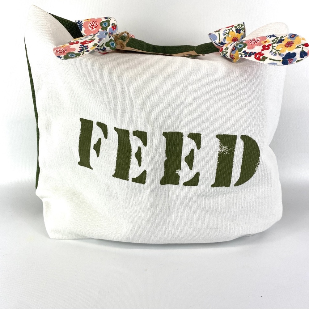 CLARINS Feed Ten Canvas Tote Bag Recycled
Floral Handle White Green - NWT - Picture 14 of 14